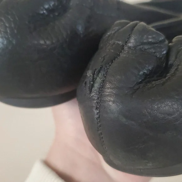 Tory Burch Black Leather Ballet Flats Size 8 Minimalist Preppy Office Attire - Picture 9 of 16